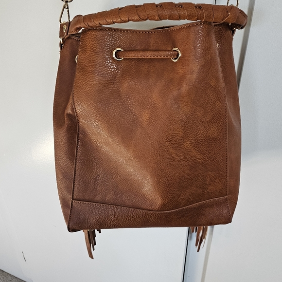 Cato Brown Leather Shoulder Bag with Fringe - Picture 6 of 6